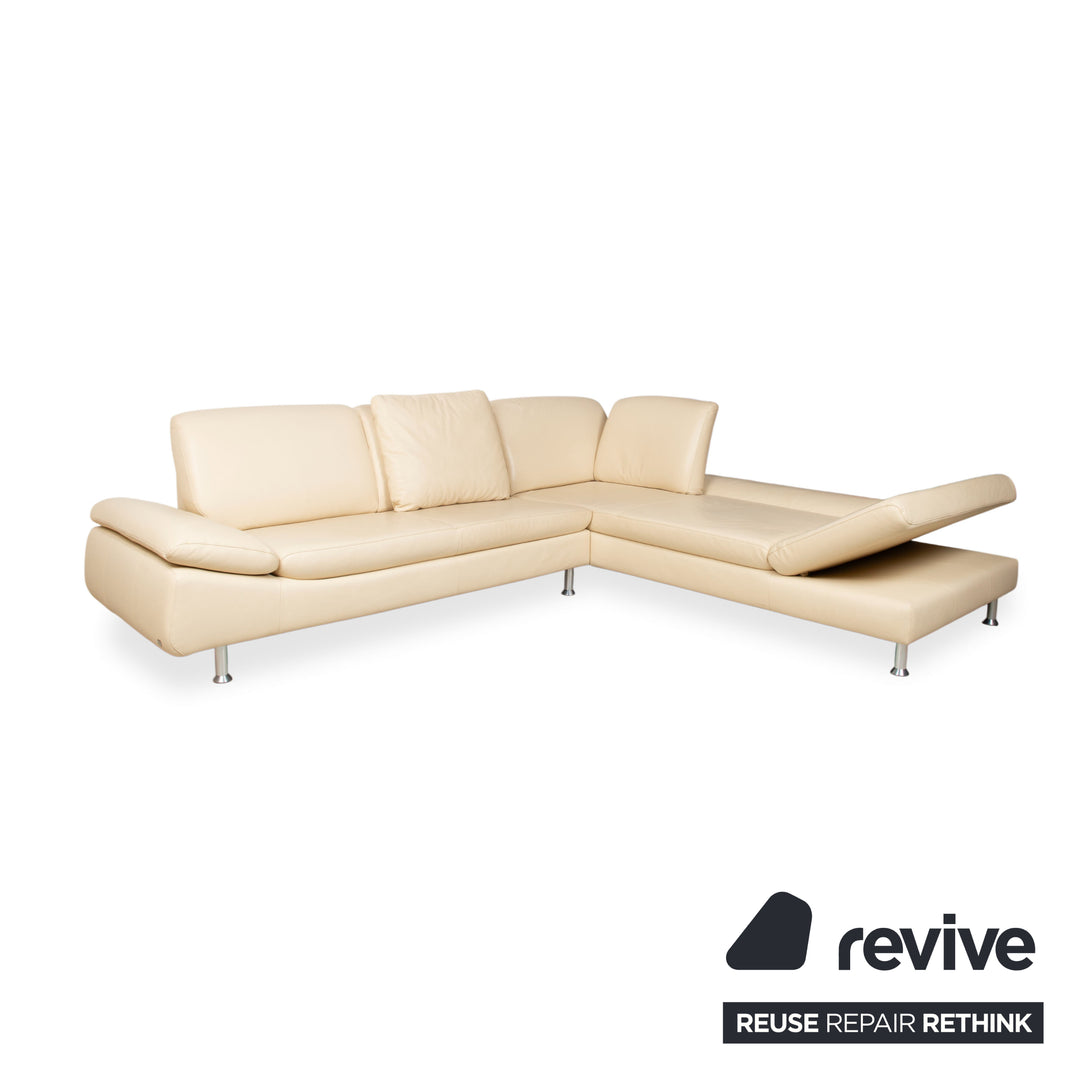Willi Schillig Loop Garnitur Leder Ecksofa Hocker Creme Beige manuelle Funktion Sofa Couch Recamiere