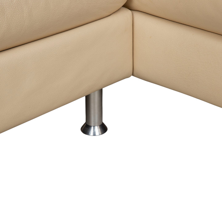 Willi Schillig Loop Garnitur Leder Ecksofa Hocker Creme Beige manuelle Funktion Sofa Couch Recamiere