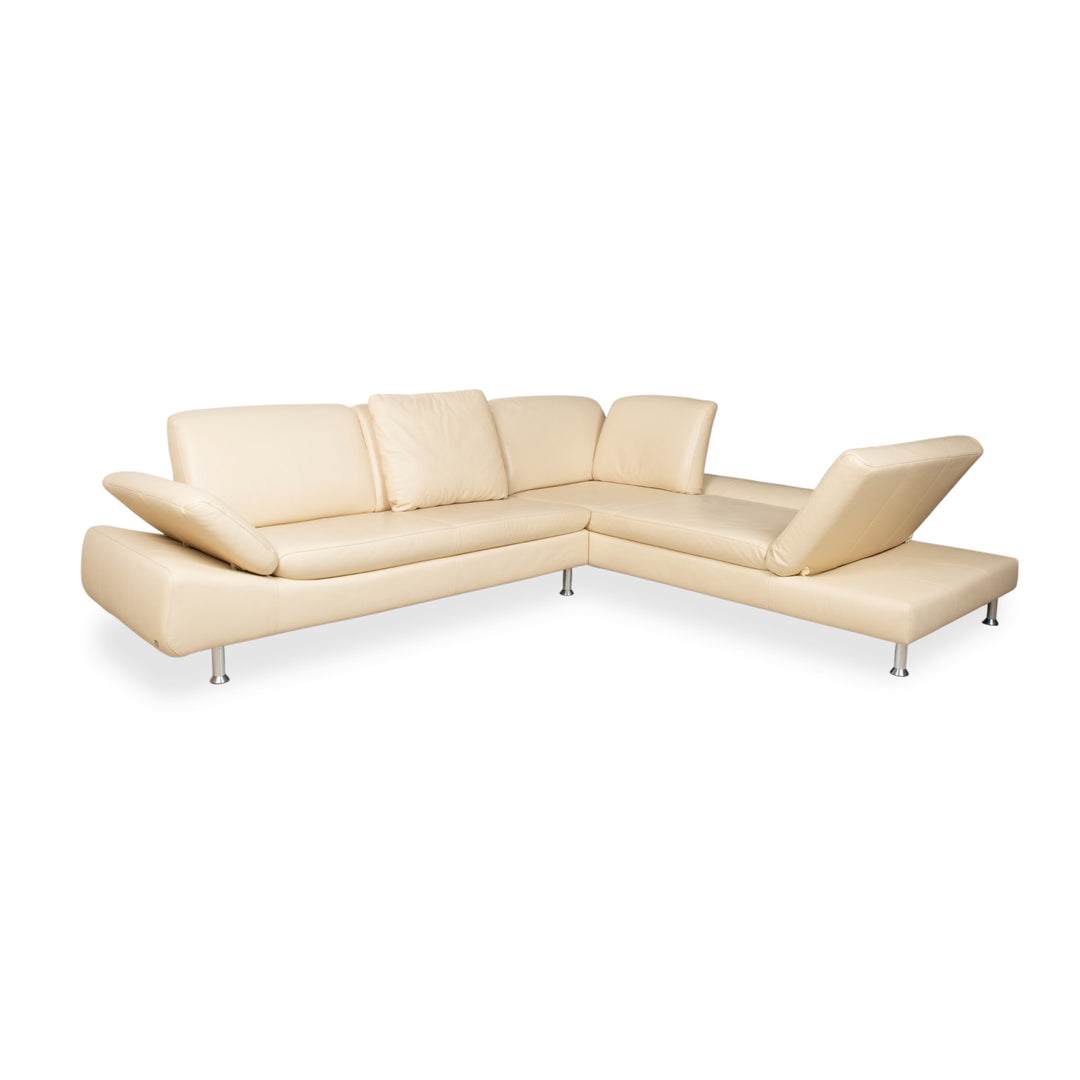 Willi Schillig Loop Garnitur Leder Ecksofa Hocker Creme Beige manuelle Funktion Sofa Couch Recamiere