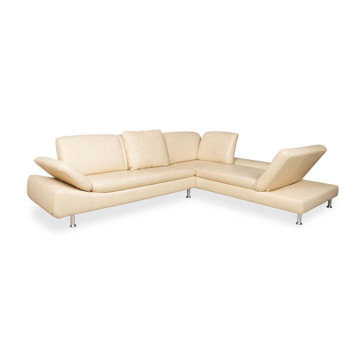 Willi Schillig Loop Garnitur Leder Ecksofa Hocker Creme Beige manuelle Funktion Sofa Couch Recamiere
