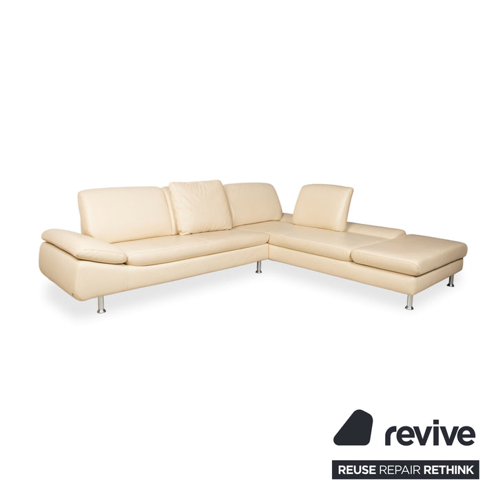 Willi Schillig Loop Garnitur Leder Ecksofa Hocker Creme Beige manuelle Funktion Sofa Couch Recamiere