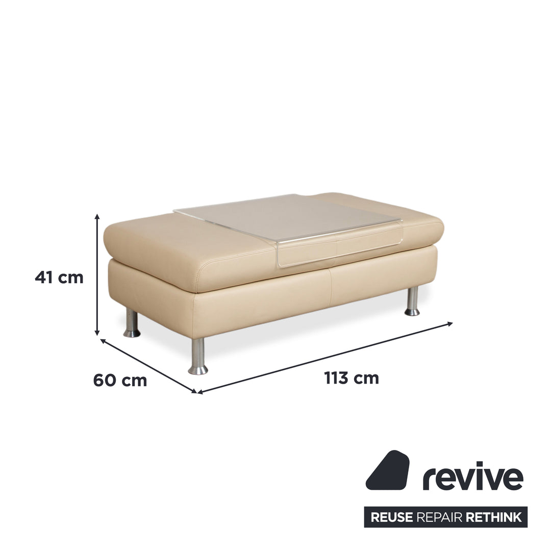 Willi Schillig Loop Garnitur Leder Ecksofa Hocker Creme Beige manuelle Funktion Sofa Couch Recamiere