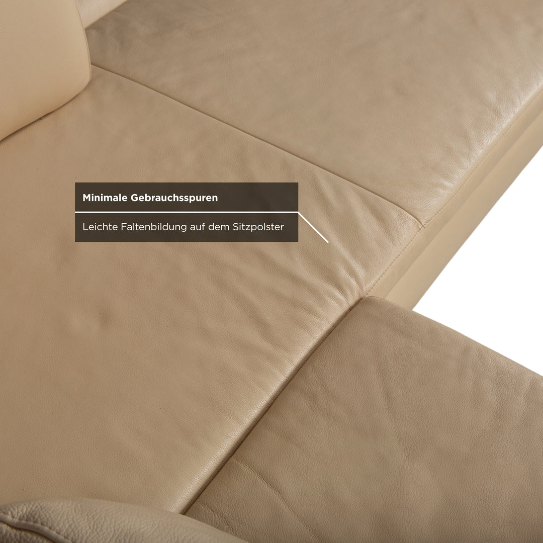 Willi Schillig Loop Garnitur Leder Ecksofa Hocker Creme Beige manuelle Funktion Sofa Couch Recamiere