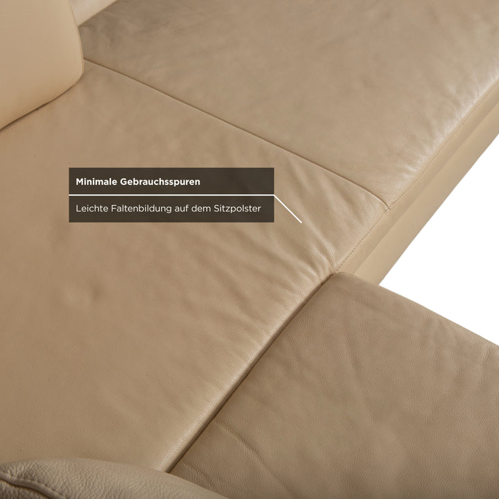 Willi Schillig Loop Garnitur Leder Ecksofa Hocker Creme Beige manuelle Funktion Sofa Couch Recamiere