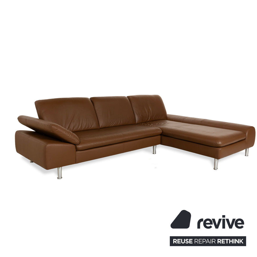 Willi Schillig Loop Leather Corner Sofa Couch Brown Recamiere Right manual function