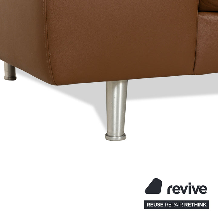 Willi Schillig Loop Leather Corner Sofa Couch Brown Recamiere Right manual function