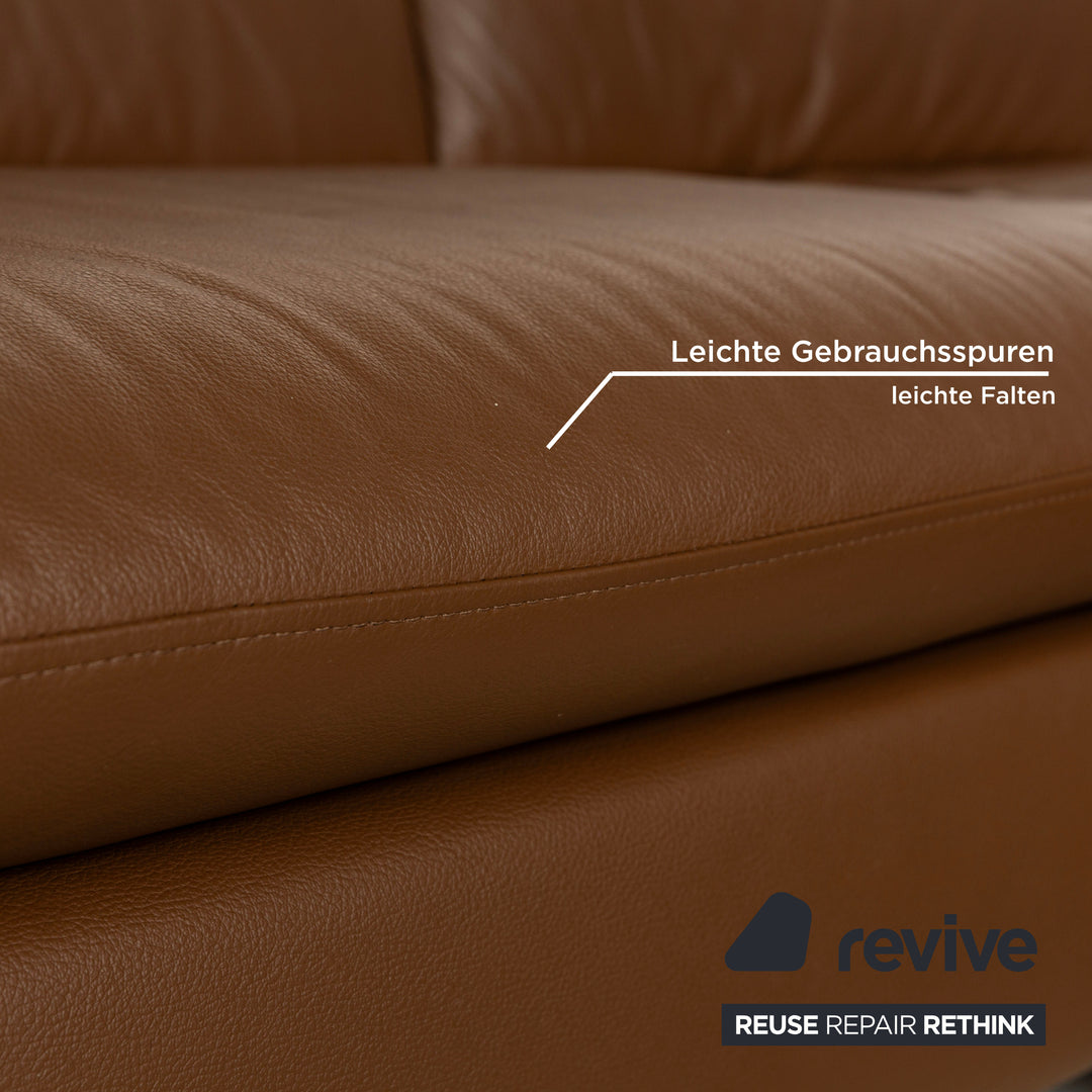 Willi Schillig Loop Leather Corner Sofa Couch Brown Recamiere Right manual function