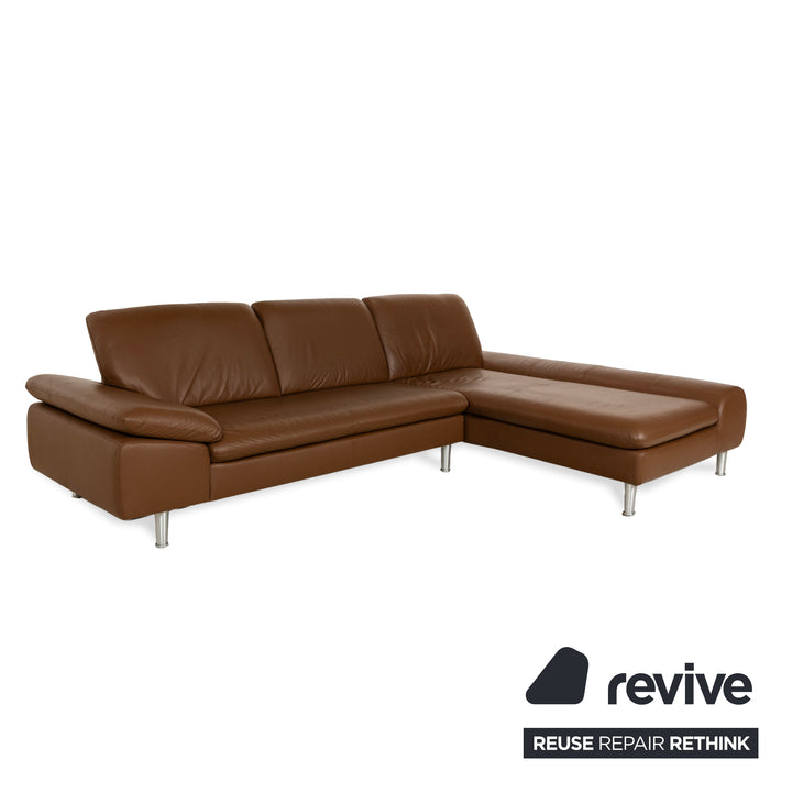 Willi Schillig Loop Leather Corner Sofa Couch Brown Recamiere Right manual function
