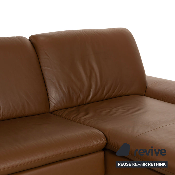 Willi Schillig Loop Leather Corner Sofa Couch Brown Recamiere Right manual function