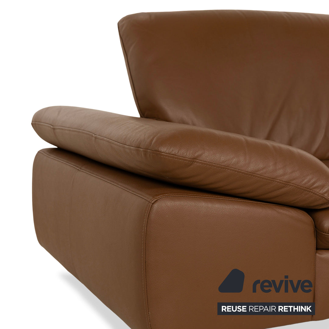 Willi Schillig Loop Leather Corner Sofa Couch Brown Recamiere Right manual function