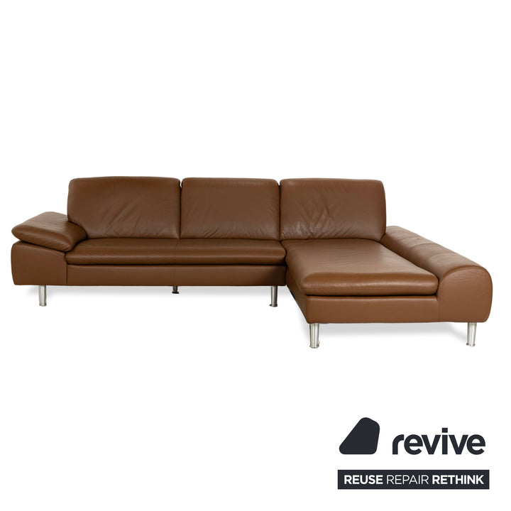 Willi Schillig Loop Leather Corner Sofa Couch Brown Recamiere Right manual function