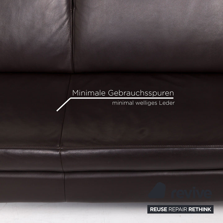 Willi Schillig Loop leather corner sofa brown dark brown function sofa couch #12515