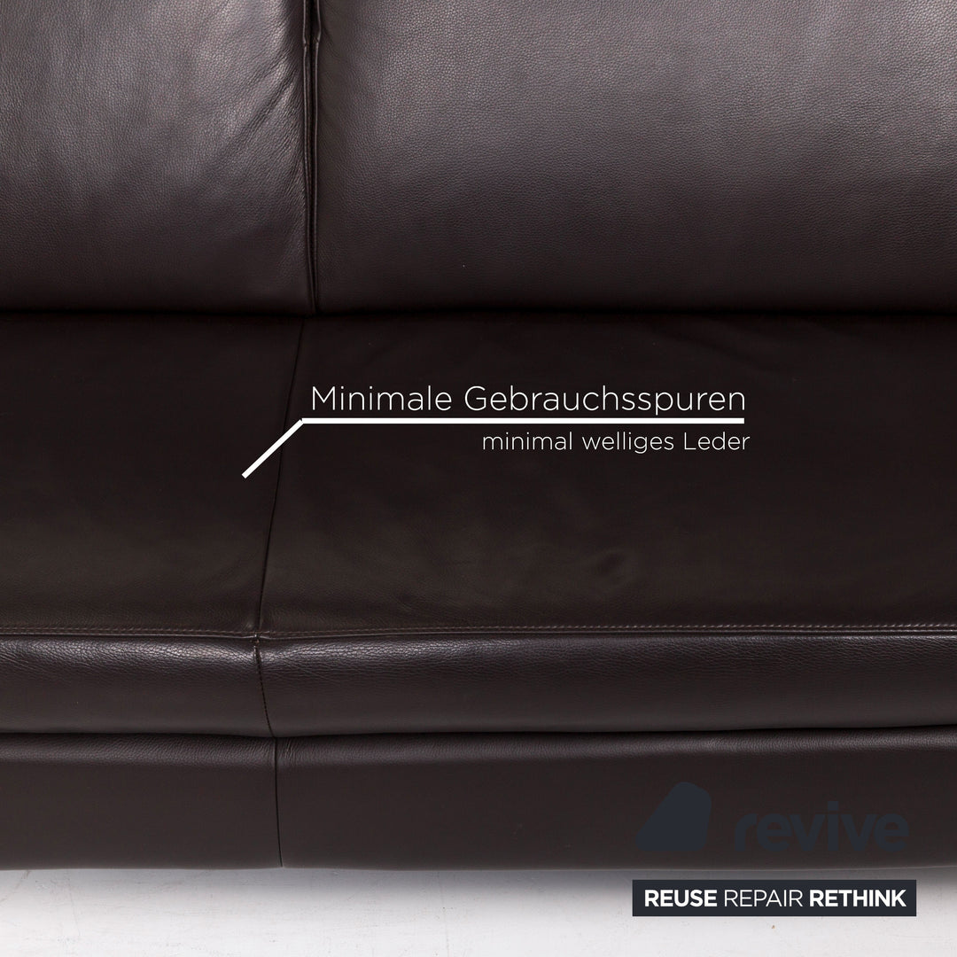 Willi Schillig Loop canapé d'angle en cuir marron marron foncé fonction canapé #12515