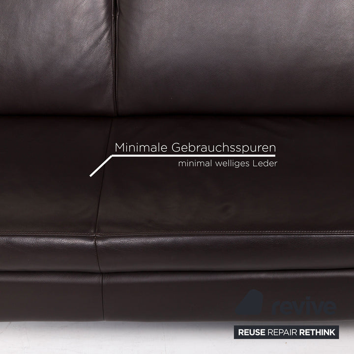 Willi Schillig Loop canapé d'angle en cuir marron marron foncé fonction canapé #12515