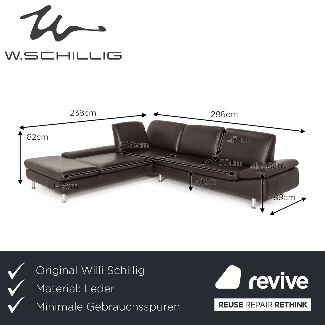 Willi Schillig Loop Leder Ecksofa Braun Dunkelbraun Funktion Sofa Couch #12515