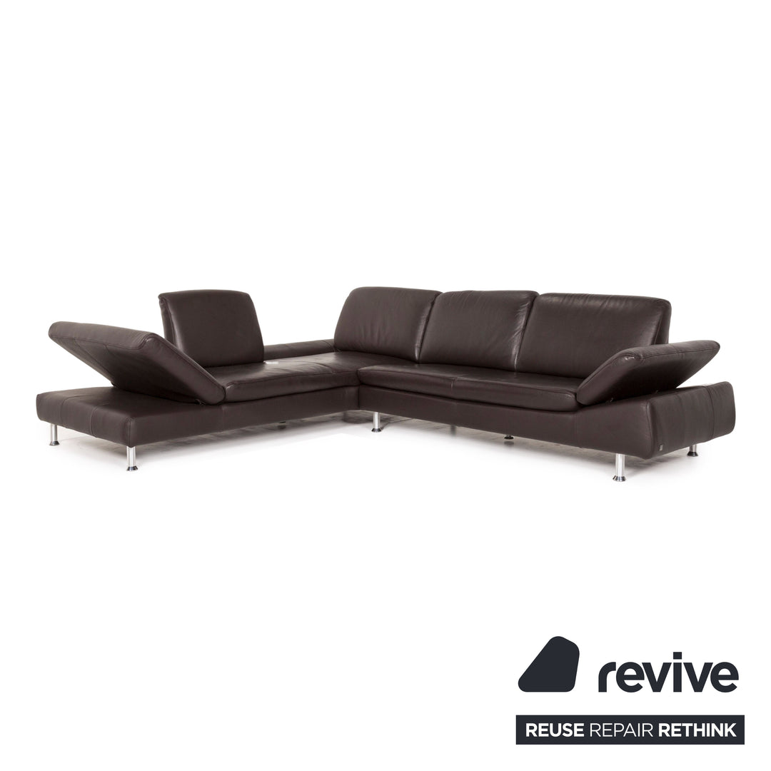 Willi Schillig Loop canapé d'angle en cuir marron marron foncé fonction canapé #12515