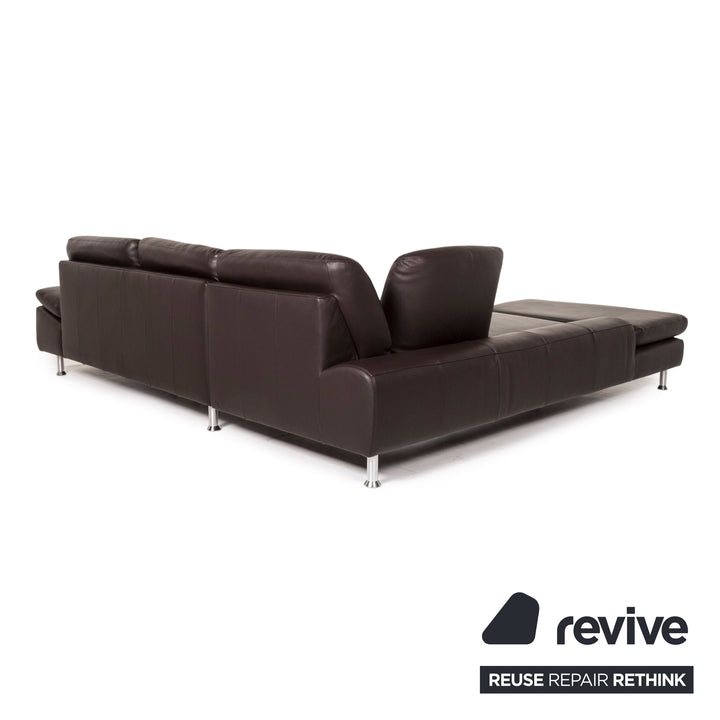 Willi Schillig Loop canapé d'angle en cuir marron marron foncé fonction canapé #12515
