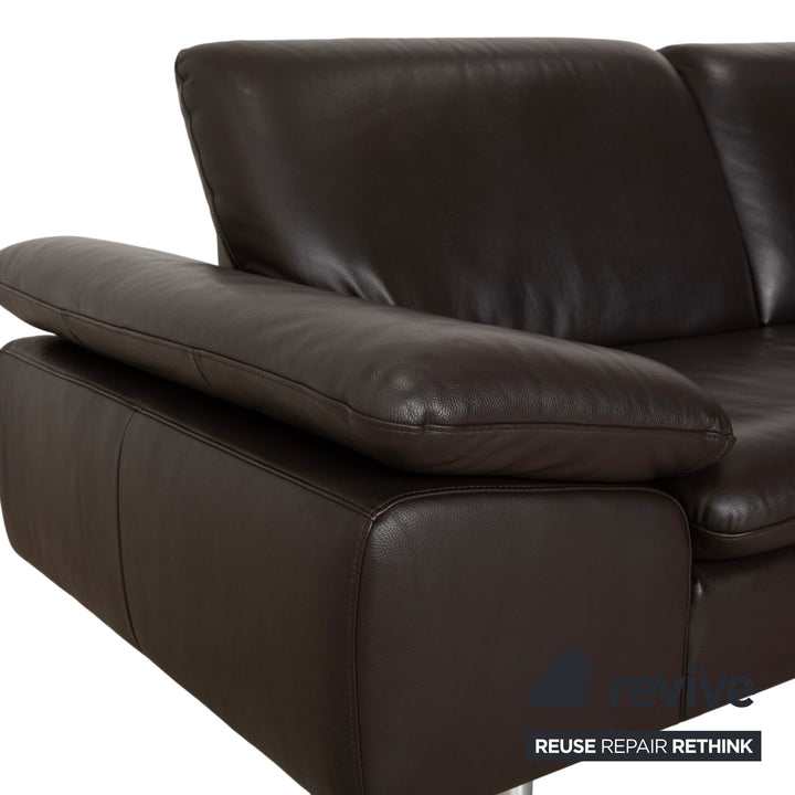 Willi Schillig Loop Leather Corner Sofa Brown Espresso Sofa Couch Manual Function