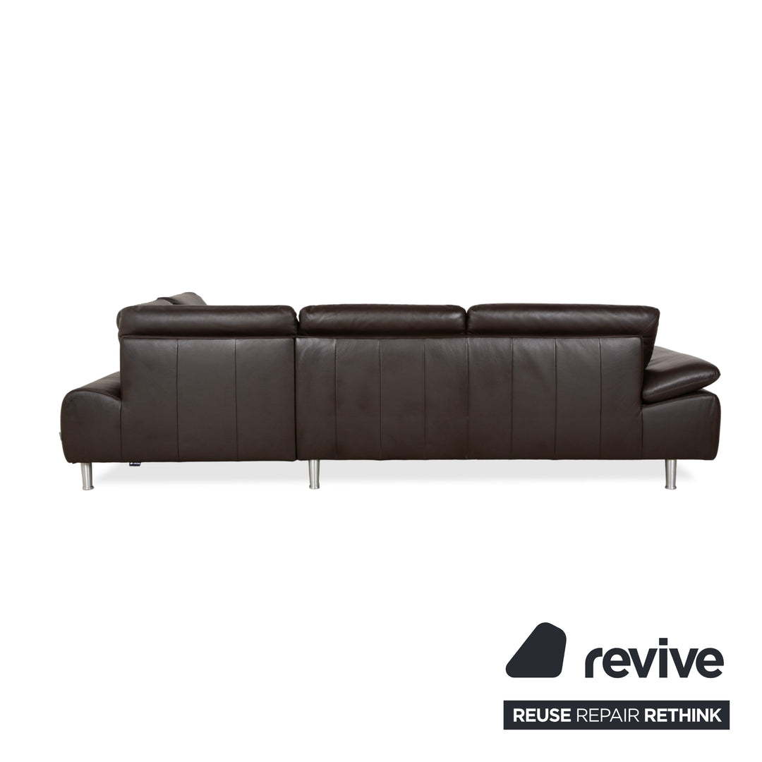 Willi Schillig Loop Leather Corner Sofa Brown Espresso Sofa Couch Manual Function