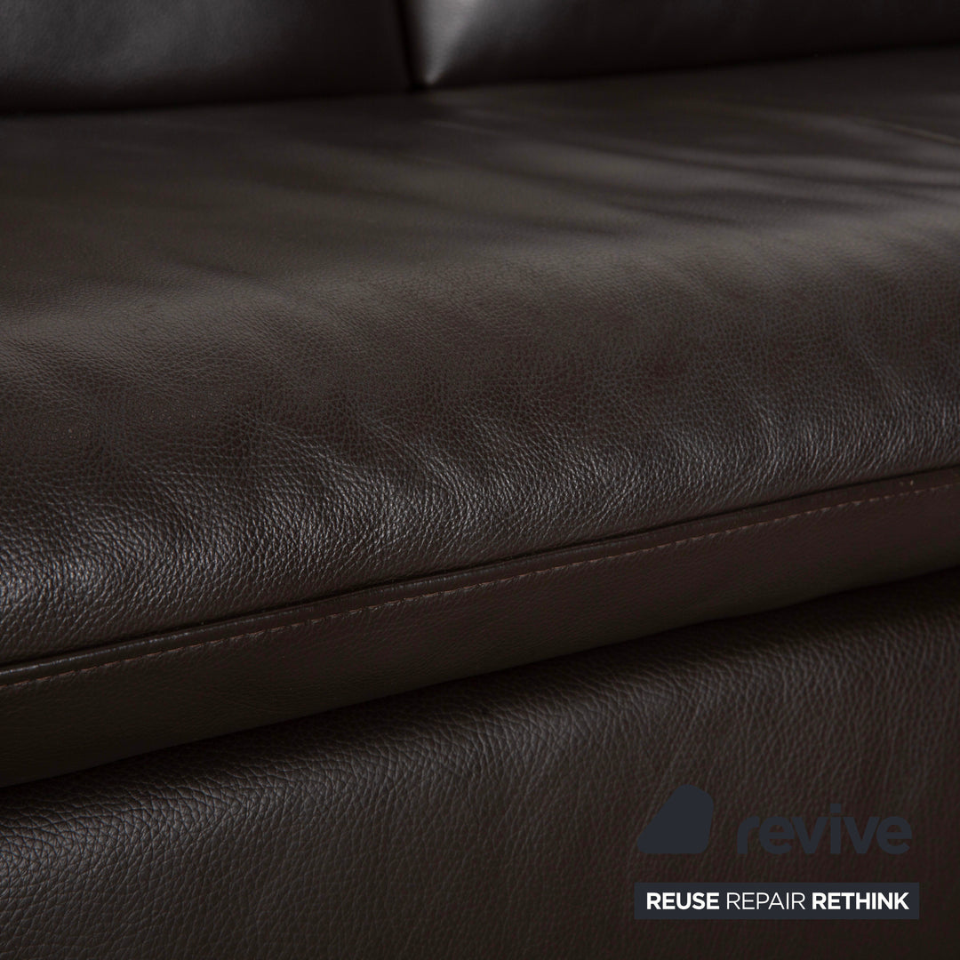 Willi Schillig Loop Leather Corner Sofa Brown Espresso Sofa Couch Manual Function
