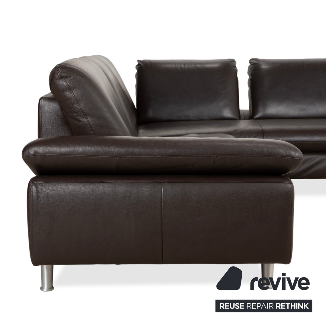 Willi Schillig Loop Leather Corner Sofa Brown Espresso Sofa Couch Manual Function
