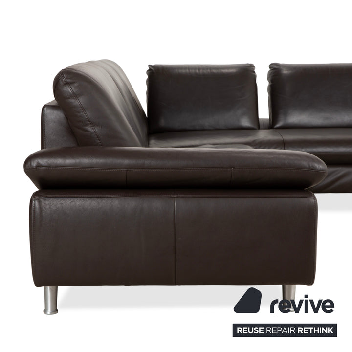 Willi Schillig Loop Leather Corner Sofa Brown Espresso Sofa Couch Manual Function