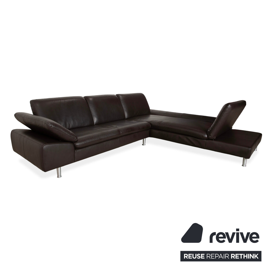 Willi Schillig Loop Leather Corner Sofa Brown Espresso Sofa Couch Manual Function