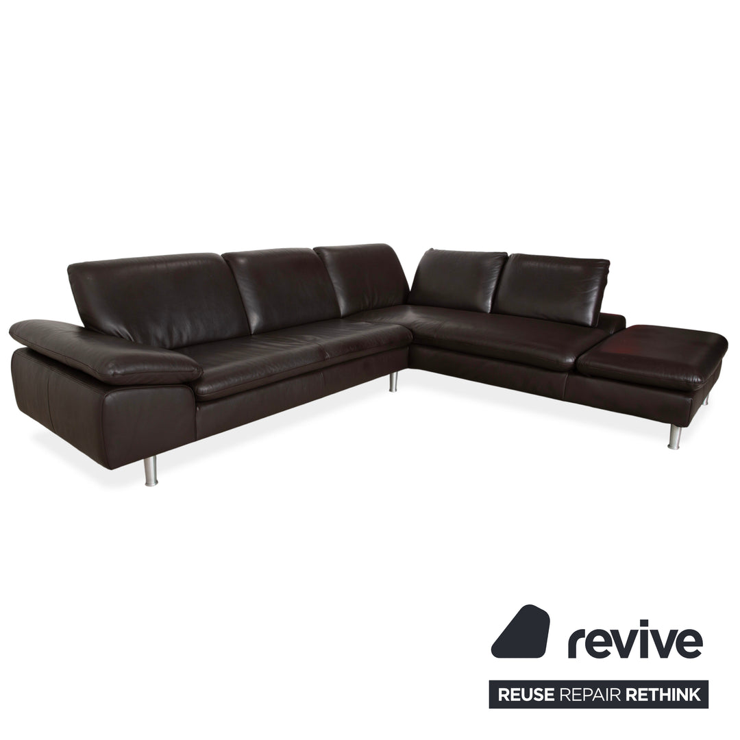 Willi Schillig Loop Leather Corner Sofa Brown Espresso Sofa Couch Manual Function
