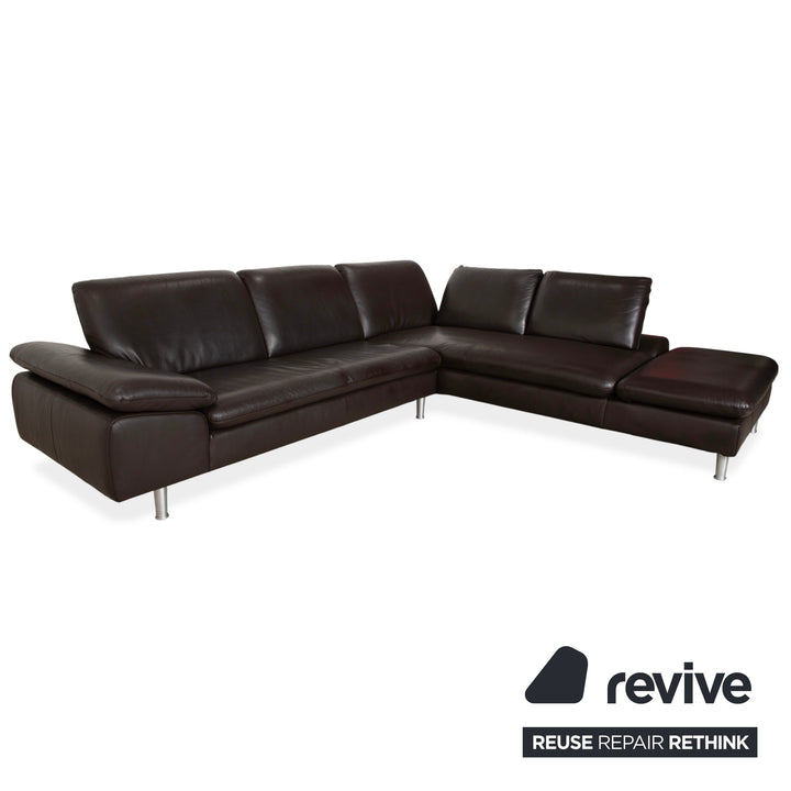 Willi Schillig Loop Leather Corner Sofa Brown Espresso Sofa Couch Manual Function