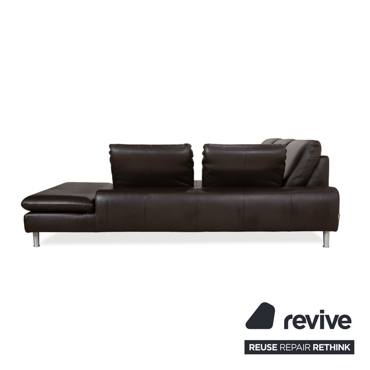 Willi Schillig Loop Leather Corner Sofa Brown Espresso Sofa Couch Manual Function
