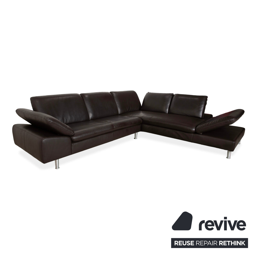 Willi Schillig Loop Leather Corner Sofa Brown Espresso Sofa Couch Manual Function