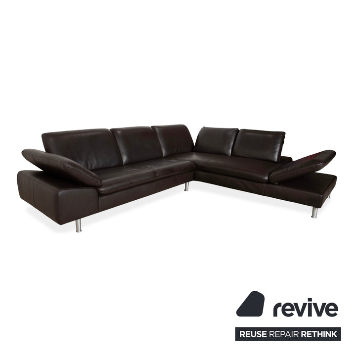 Willi Schillig Loop Leather Corner Sofa Brown Espresso Sofa Couch Manual Function