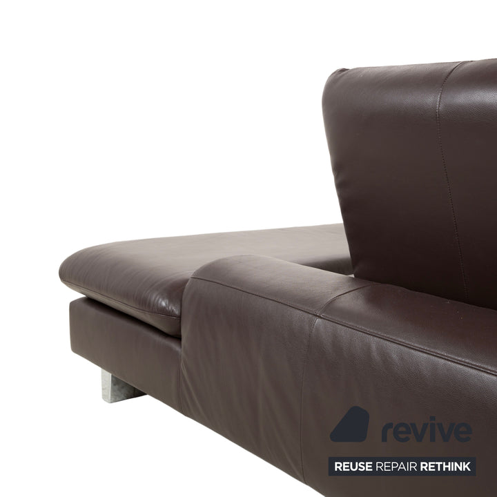 Willi Schillig Loop Leder Ecksofa Braun manuelle Funktion Sofa Couch