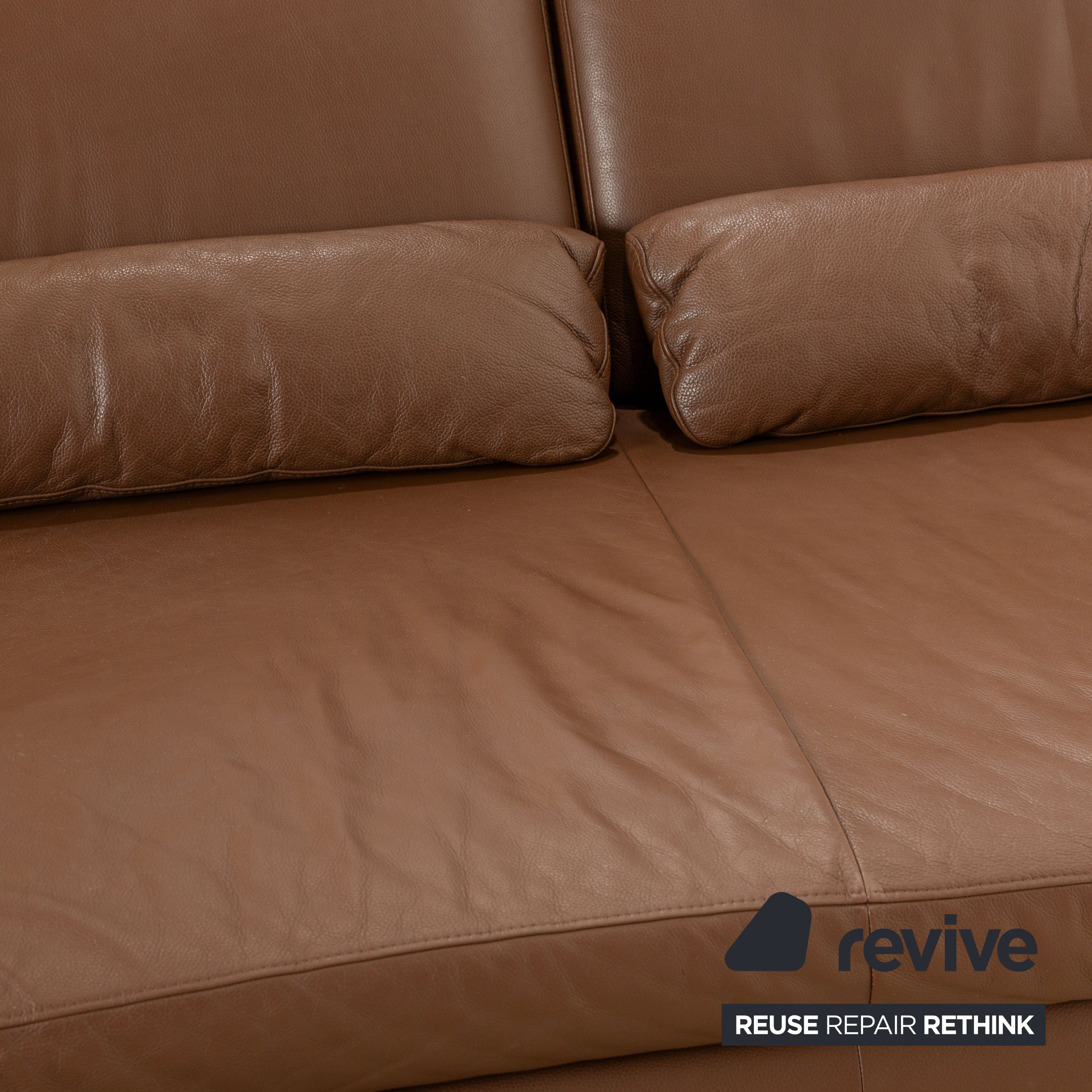 Willi Schillig Loop Leder Ecksofa Sofa Couch Braun Récamière Links manuelle Funktion