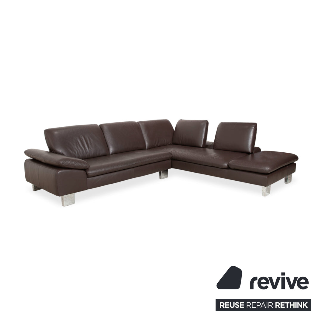 Willi Schillig Loop Leder Ecksofa Braun manuelle Funktion Sofa Couch