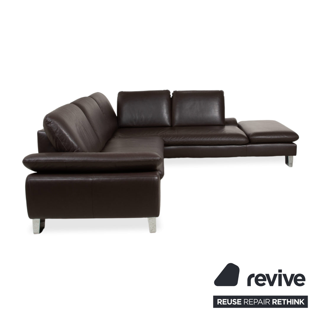 Willi Schillig Loop Leder Ecksofa Braun manuelle Funktion Sofa Couch
