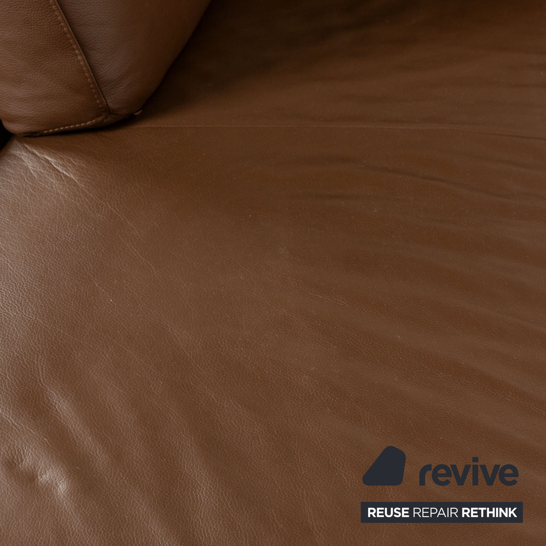 Willi Schillig Loop Leather Corner Sofa Couch Brown Récamière Left manual function