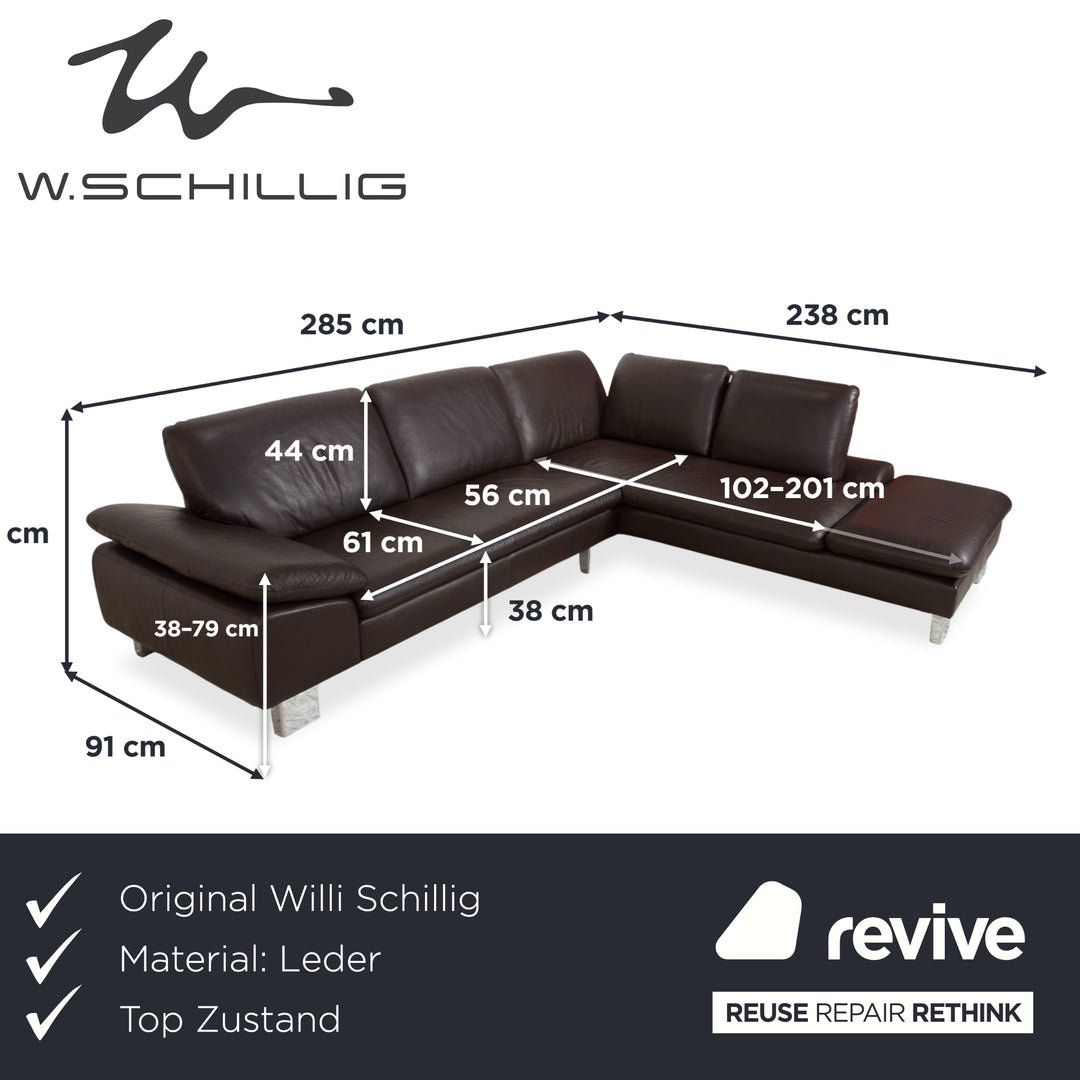 Willi Schillig Loop Leder Ecksofa Braun manuelle Funktion Sofa Couch