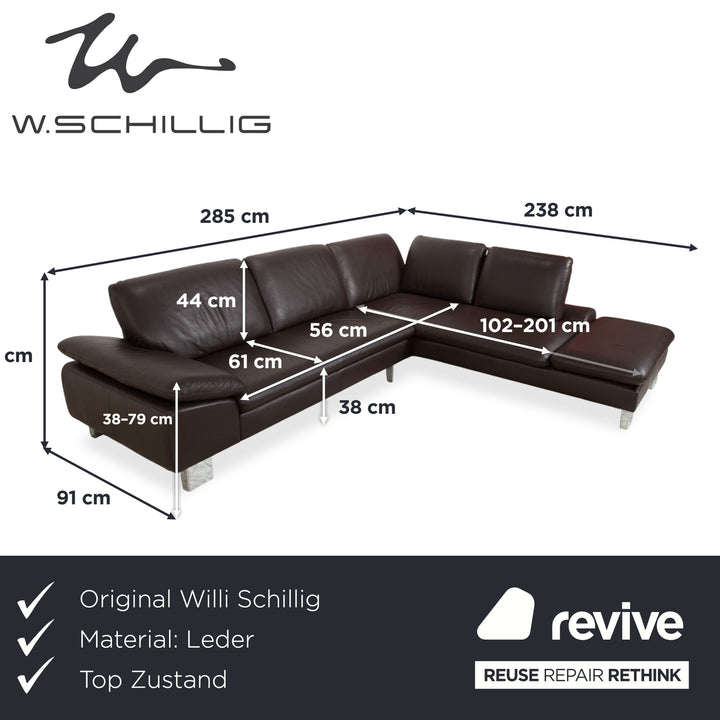 Willi Schillig Loop Leder Ecksofa Braun manuelle Funktion Sofa Couch