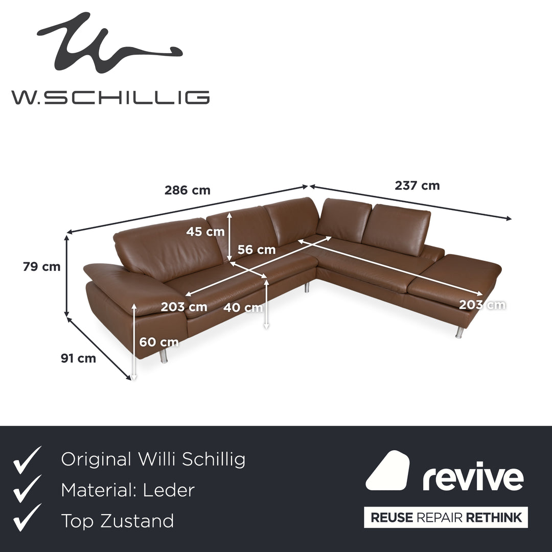 Willi Schillig Loop Ecksofa Leder Braun Kastanie Sofa Couch manuelle Funktion Recamiere