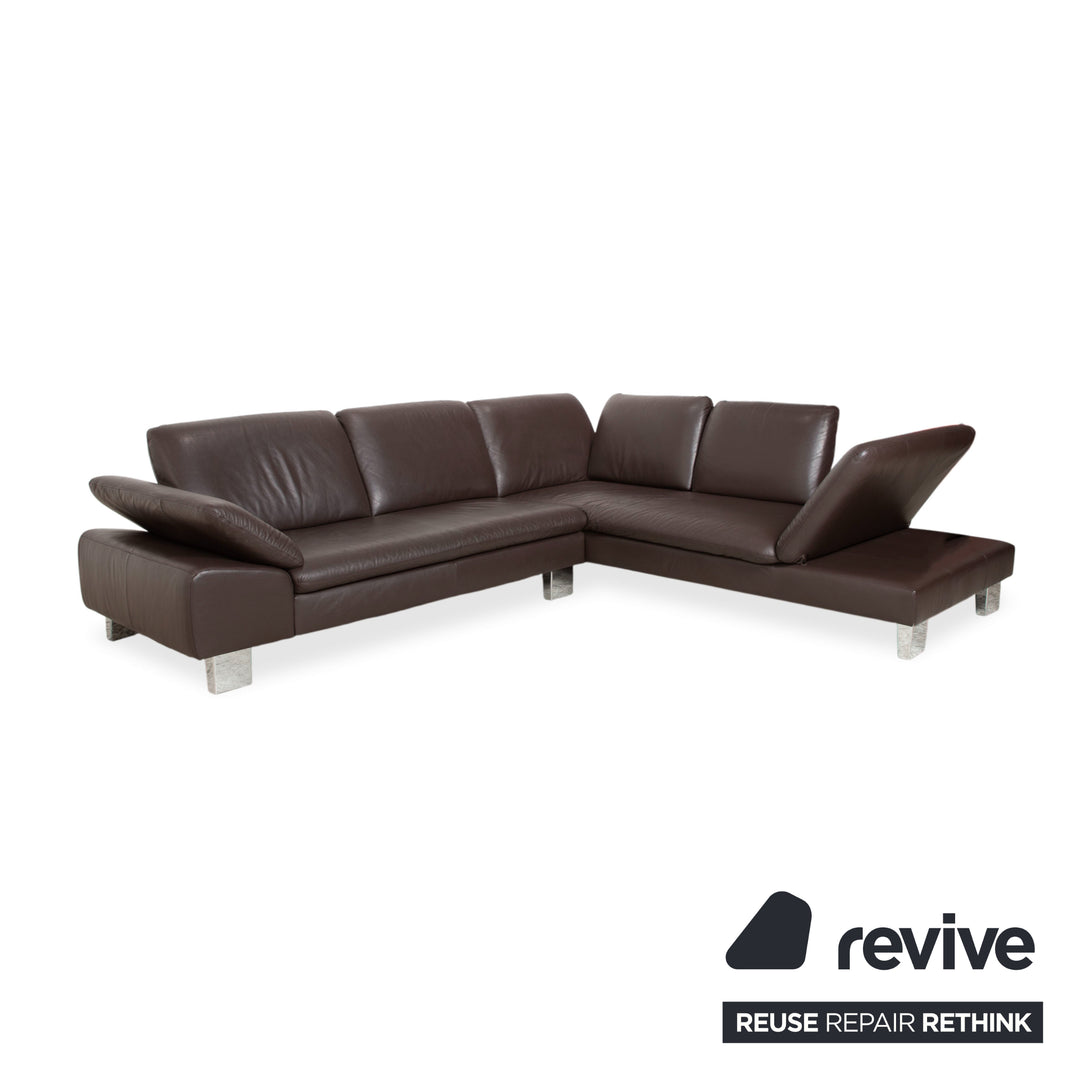 Willi Schillig Loop Leder Ecksofa Braun manuelle Funktion Sofa Couch