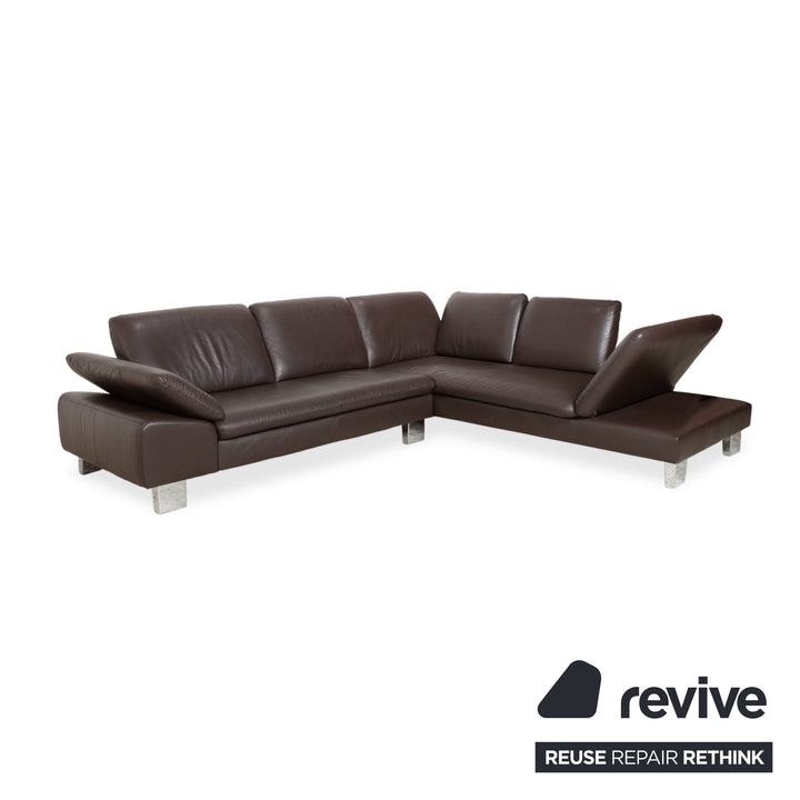 Willi Schillig Loop Leder Ecksofa Braun manuelle Funktion Sofa Couch