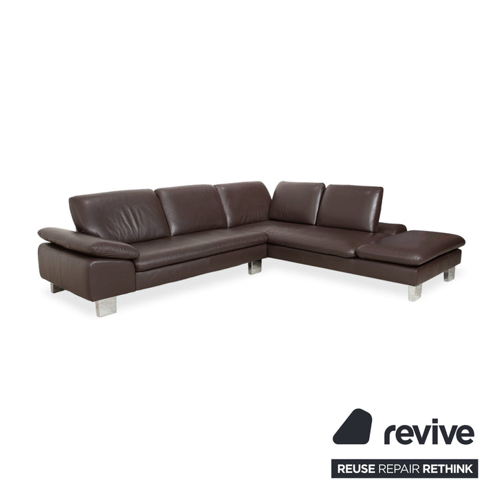 Willi Schillig Loop Leder Ecksofa Braun manuelle Funktion Sofa Couch