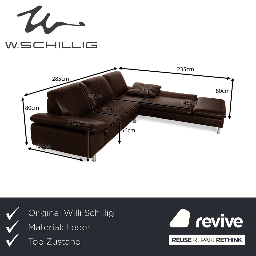 Willi Schillig Loop Leder Ecksofa Braun manuelle Funktion Sofa Couch