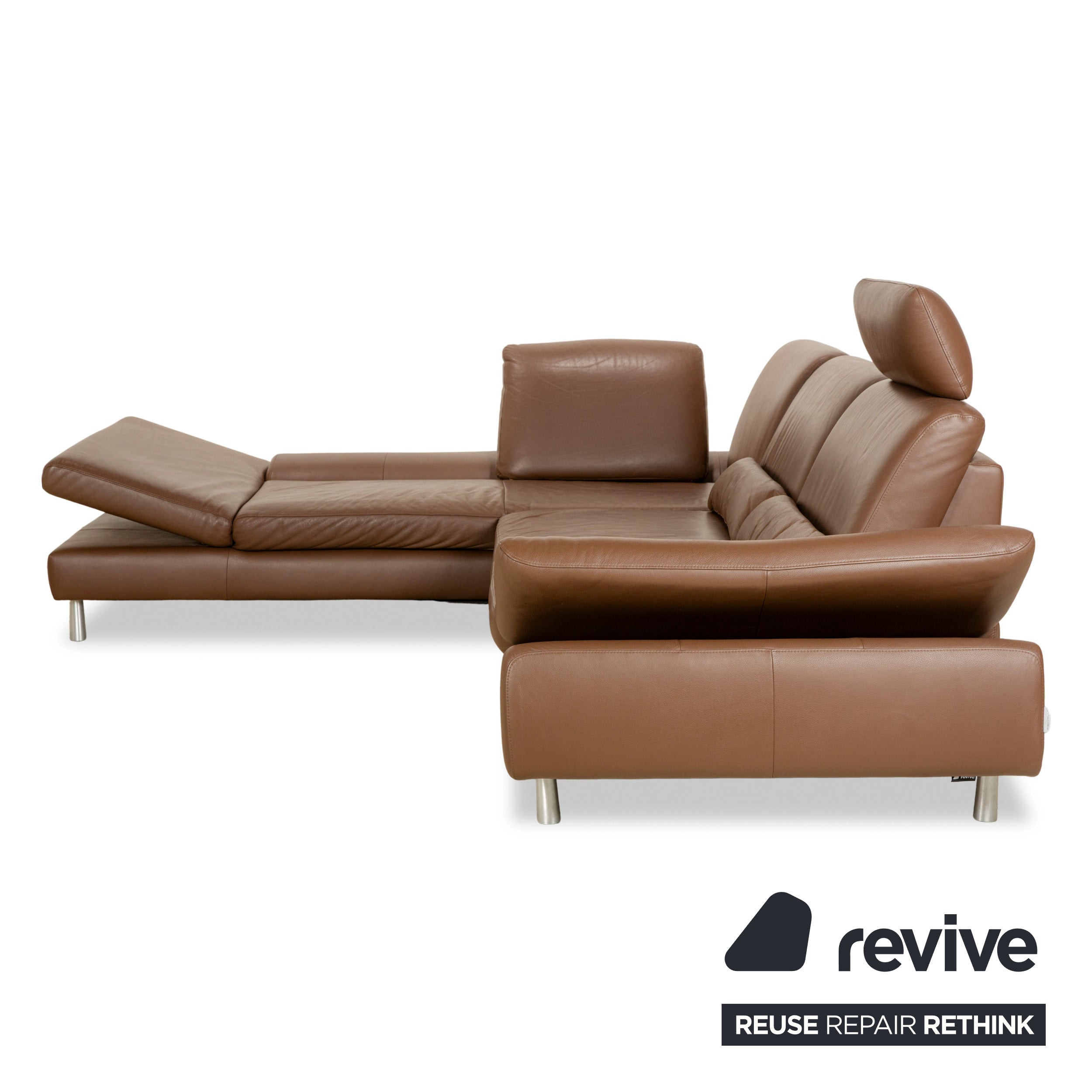 Willi Schillig Loop Leder Ecksofa Sofa Couch Braun Récamière Links manuelle Funktion