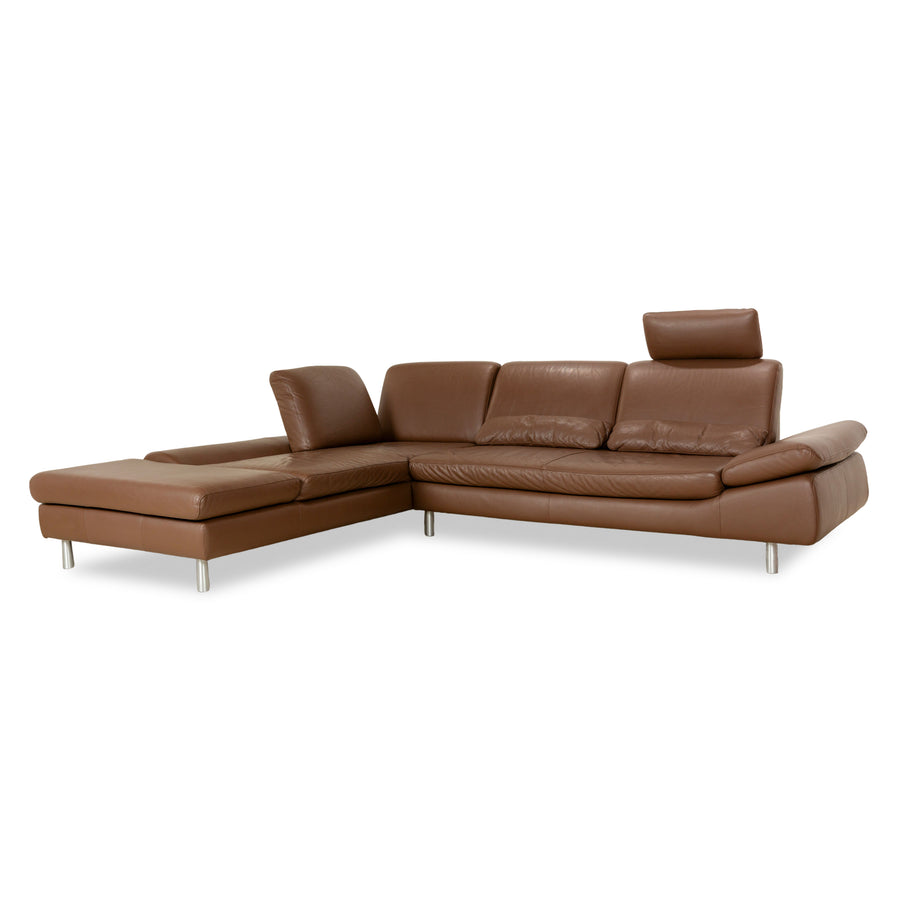 Willi Schillig Loop Leather Corner Sofa Couch Brown Récamière Left manual function