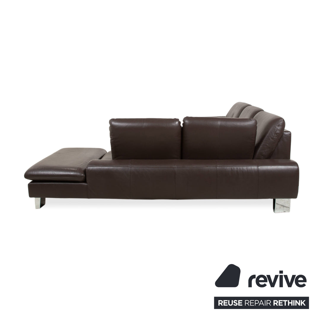 Willi Schillig Loop Leder Ecksofa Braun manuelle Funktion Sofa Couch