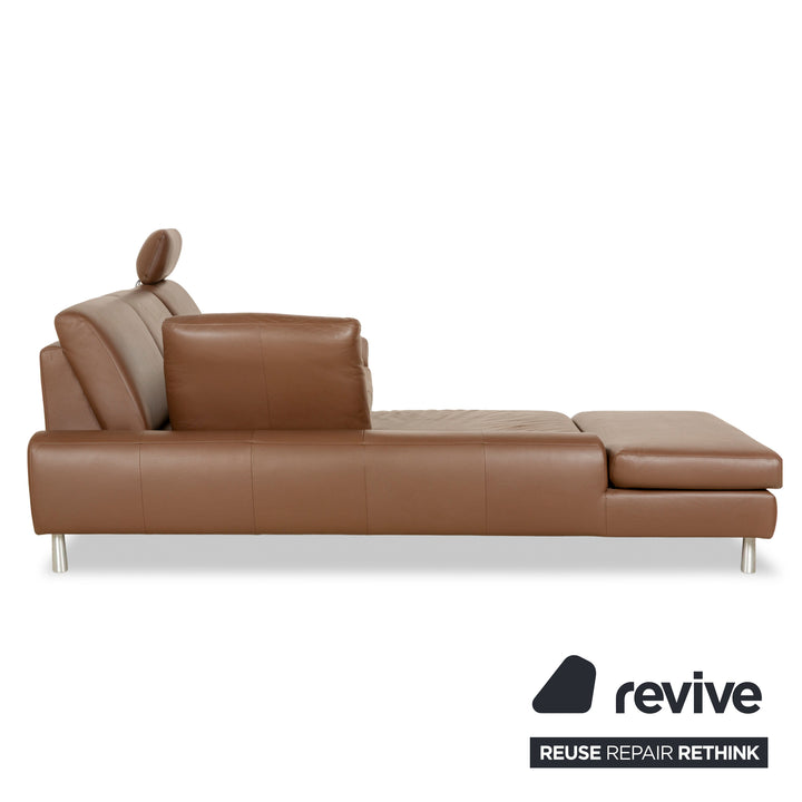 Willi Schillig Loop Leather Corner Sofa Couch Brown Récamière Left manual function