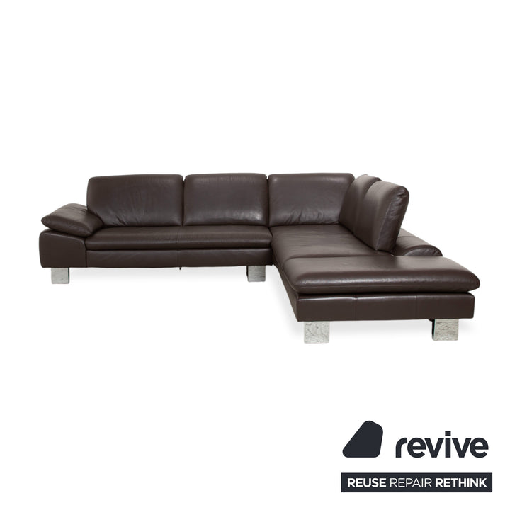 Willi Schillig Loop Leder Ecksofa Braun manuelle Funktion Sofa Couch