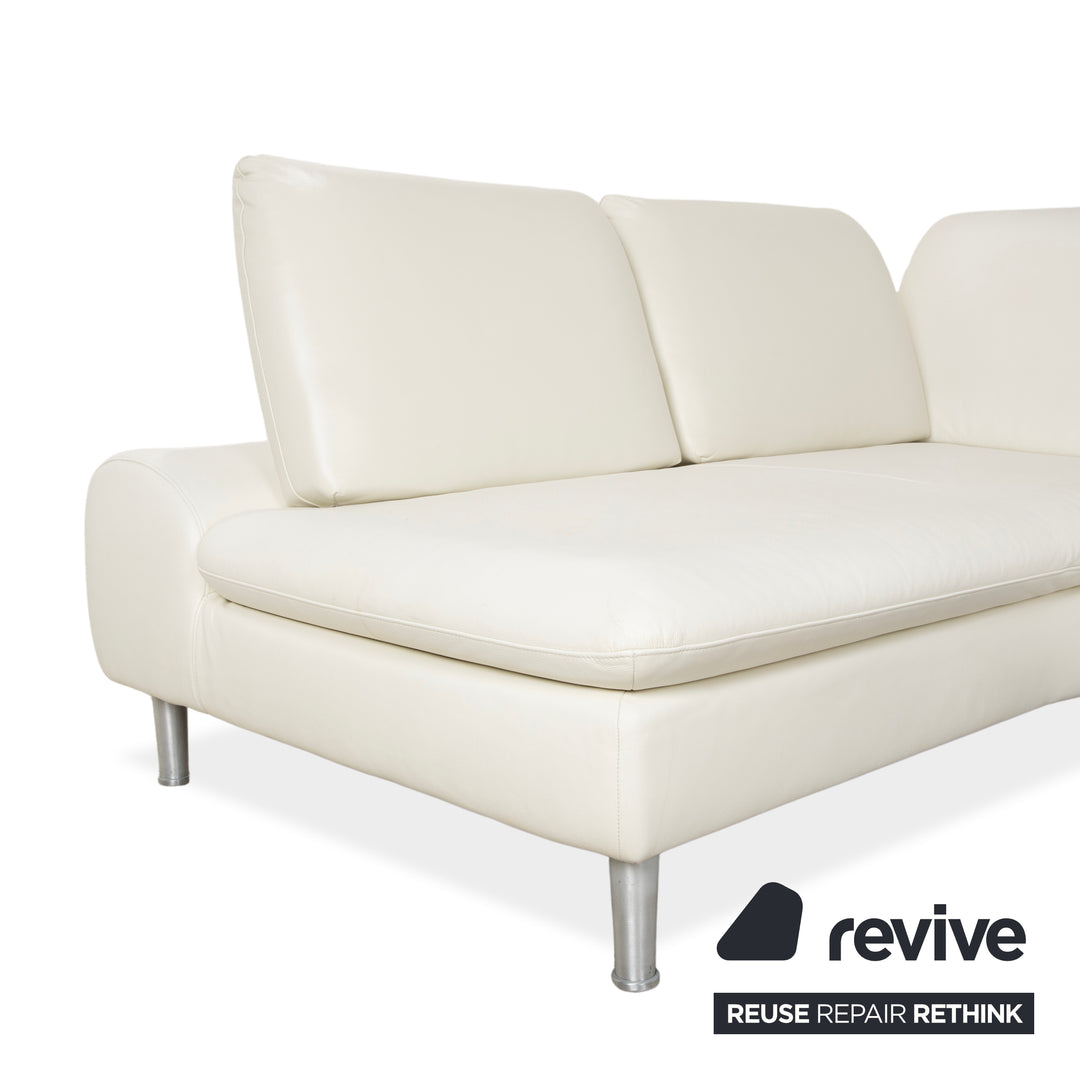 Willi Schillig Loop Leather Corner Sofa Cream Sofa Couch Manual Function